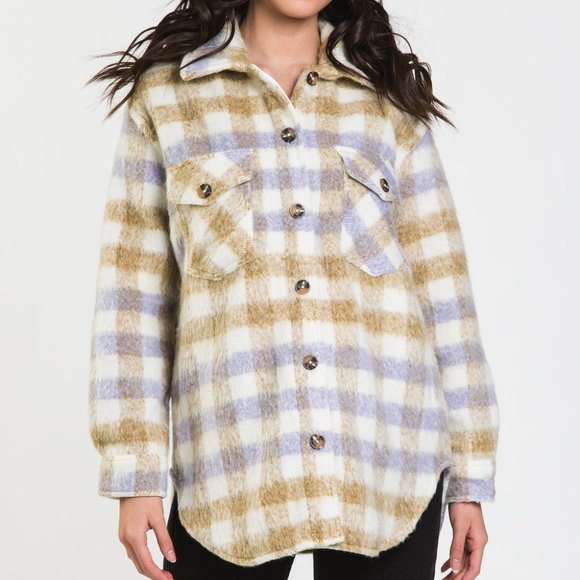 Cloth Shacket medium women’s sweater jacket oversized light purple Nwt - Picture 2 of 6